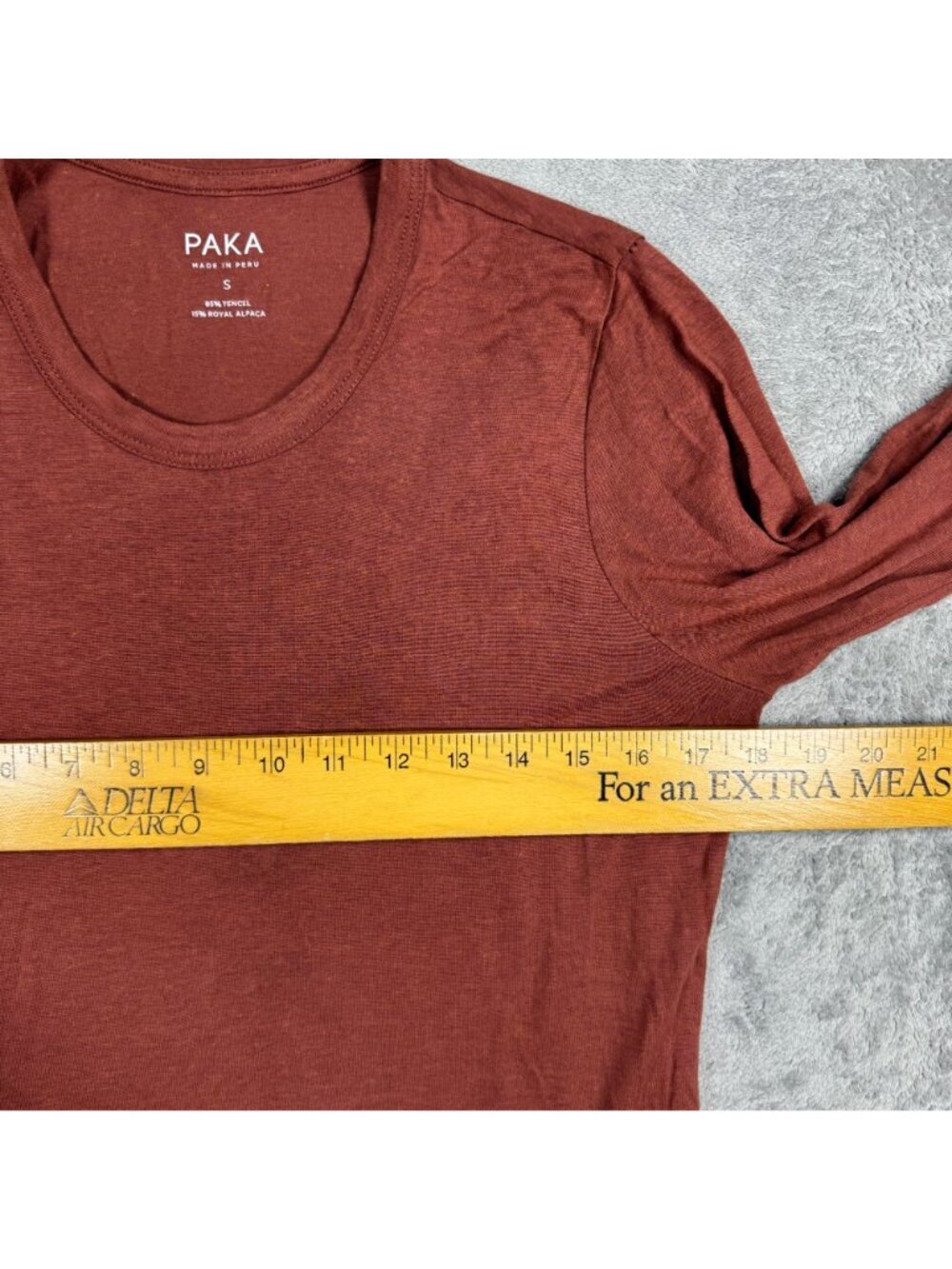 PAKA Royal Alpaca Blend Crewneck Red Pullover Long Sleeve Shirt Sz S Lightweight - Picture 9 of 9